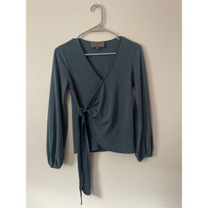 Sunday in Brooklyn Womens Small XS Green Long Sleeve Wrap Blouse